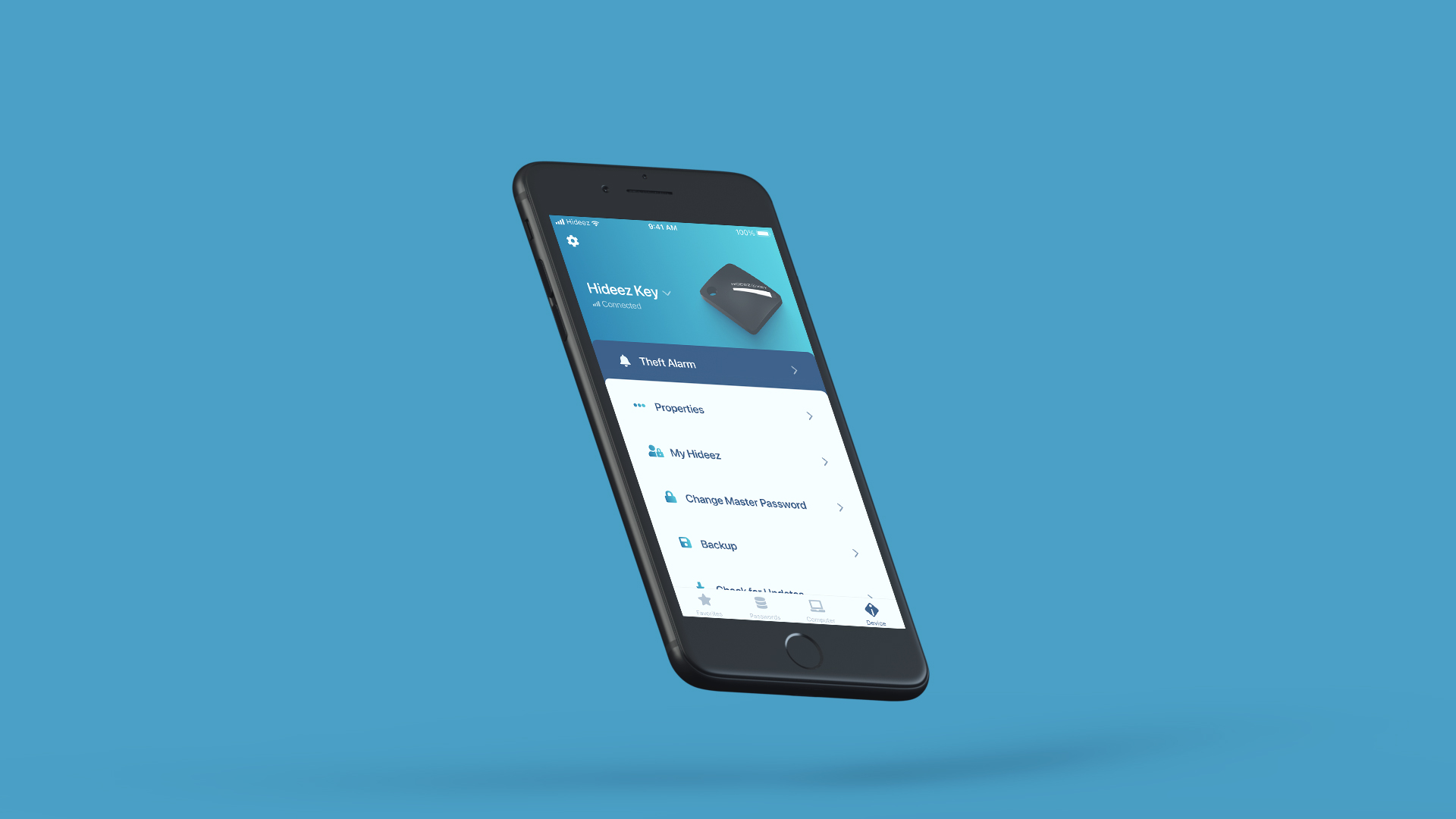 Hideez Authenticator mobile app interface for secure sign-in and device access